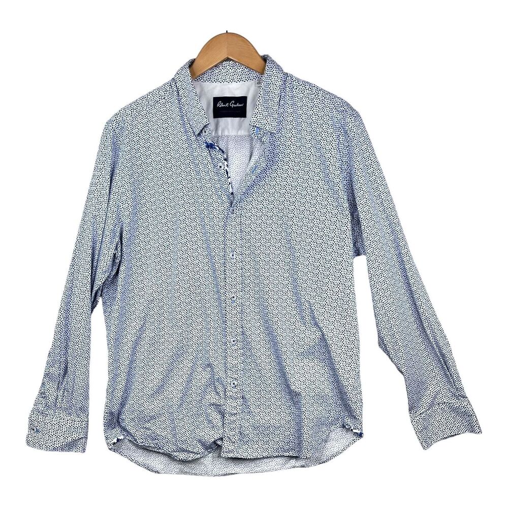 Robert Graham Blue Black White Confetti Print Long Sleeve Button Shirt 2XL
